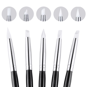 5-teiliges Profi-Silikon-Nagelkunst-Pinselset mit verschiedenen Spitzen und schwarzen Griffen