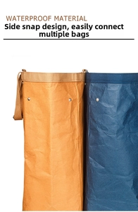 Detail showing side metal snap buttons for connecting multiple storage bags together