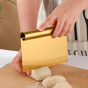 Stainless Steel Dough Scraper Pastry Cutter With Measuring Scale Roll Handle For Bread Pizza Baking Kitchen Tool
