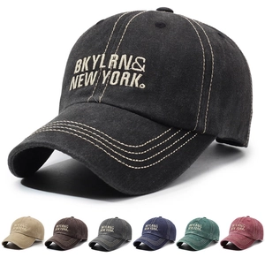 Baseball Cap Washed Cotton Retro Distressed Peaked Hat Embroidered Letter Adjustable Outdoor Sunshade For Men Women
