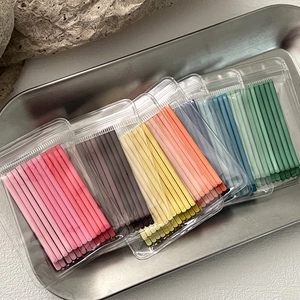 Colorful macaron candy color hair clips set in minimalist stainless steel tray