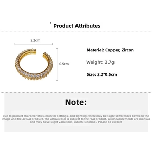 Detail view showing gold-plated zircon twisted ring specs with 2.2cm diameter and 0.5cm width