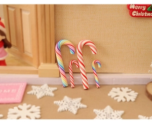 Miniature Christmas candy canes set with red white and rainbow stripes for dollhouse DIY