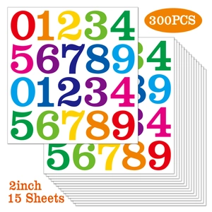 Lot de 300 autocollants chiffres en vinyle imperméables multicolores pour projets DIY