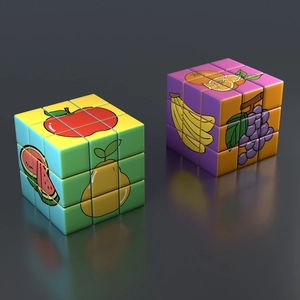3x3 smooth educational Rubiks cube with colorful cartoon fruit patterns for kids