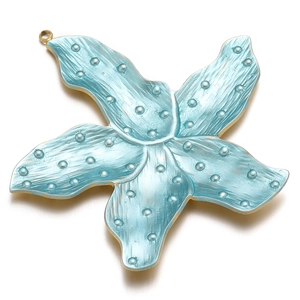 Starfish shaped turquoise blue pendant with golden loop for DIY jewelry making