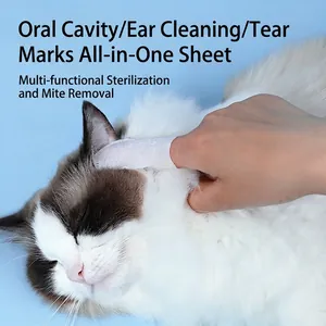 Multifunctional pet finger wipes for cat and dog ear, oral, and tear stain cleaning