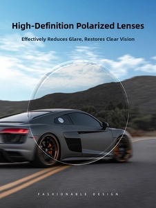 Close-up of high-definition polarized lens showing glare reduction and clear road vision
