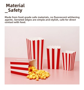 Detail of red and white striped popcorn boxes in various sizes with scalloped edges