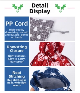 Detail der Weihnachtsbeutel aus Leinen mit PP-Kordelzug und präziser Nahtverarbeitung