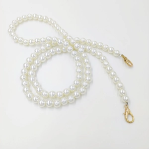 Elegant white pearl chain with gold lobster clasps for handbags and phone straps