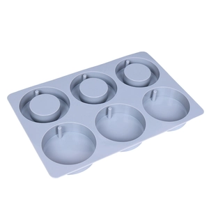 Détail du moule en silicone gris à 6 cavités pour savon DIY avec formes cylindriques