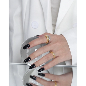 Textured gold and silver S925 sterling silver rings set with sparkling zircon stones