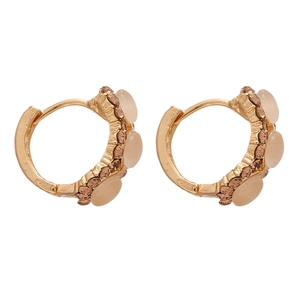 Boucles d'oreilles créoles dorées avec pierre œil de chat et diamants pour femmes