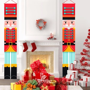 Christmas nutcracker soldier porch banners with festive colors for holiday door decoration