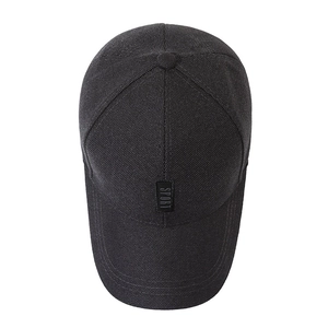Mens dark grey structured baseball cap with sport patch and adjustable outdoor brim