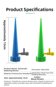 Detail of adjustable automatic watering spikes made of eco-friendly PP for plant care