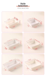 Size chart for disposable sandwich boxes with white base and clear plastic lids