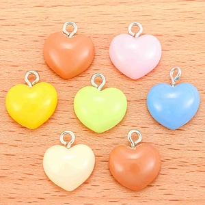 Heart Charms Resin And Metal Ring Colorful DIY Jewelry Making Pendants For Necklace Bracelet Craft Romantic Cute