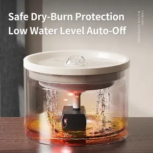 Automatic ceramic cat water fountain with silent pump and auto power-off safety feature