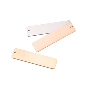 Polished rectangular stainless steel tags in silver, rose gold, and gold for DIY engraving