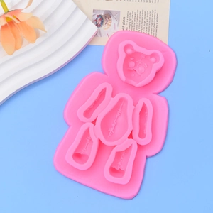Bear Silicone Mold For Cake Decorating Chocolate DIY Handmade Candle Soap Plaster Bearbrick Style Split Design