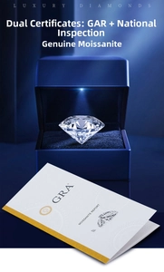 Moissanite gemstone in blue LED gift box with authentic GRA certification report