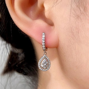 Elegant silver teardrop earrings featuring AAA pear-cut zircons for formal evening events