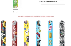 Détails des bracelets à clapet de 2,5 cm avec motifs de texte Gamer et Level Up