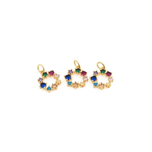 Pendentif couronne en plaqué or 18 carats avec zircons colorés pour bijoux DIY