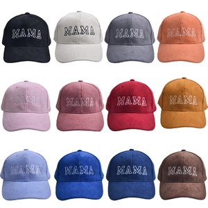 Corduroy baseball caps in 12 colors with MAMA embroidery for women and kids