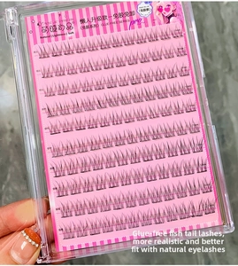 Close-up of self-adhesive fishtail eyelashes in 10-12mm length for natural look