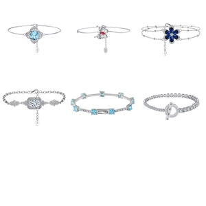 925 Sterling Silver Bracelet For Women Sparkly Cubic Zirconia Adjustable Luxury Flower Butterfly Geometric Jewelry