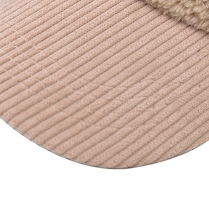 Corduroy and faux lamb wool baseball cap in beige with premium textured fabric details