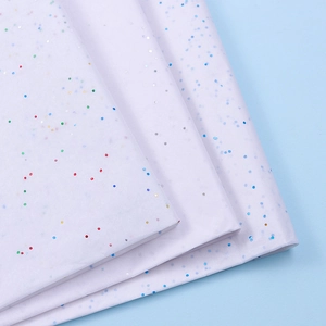 Thin white floral wrapping paper with colorful glitter laser dots for bouquet packaging