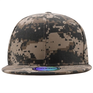 Digital camouflage flat brim baseball snapback hat in jungle green and brown patterns