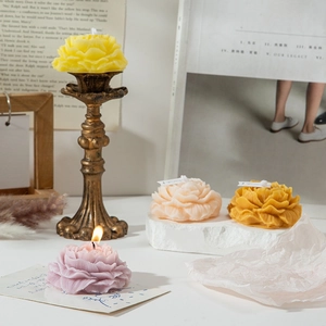 Scented peony flower candles in yellow, pink, and purple for creative home decor sets