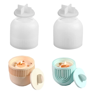 Silicone candle jar molds with vertical stripes and U-shape arch patterns for DIY crafts