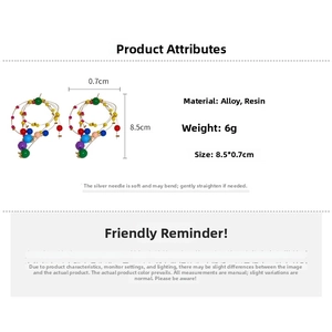Detailed view showing multi-colored resin beads with 8.5cm height and silver needles