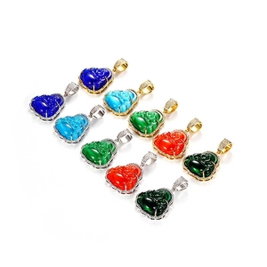Hip hop Buddha pendants with opal stones and sparkling zircon stones in five vibrant colors