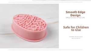 Stampo per biscotti rosa a forma di uovo con motivi 3D e bordi lisci sicuri per i bambini