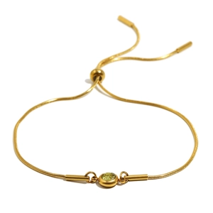 Bracelet ajustable en chaîne serpent plaqué or 18 carats avec zircon rond brillant
