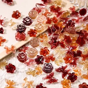 Maillard style resin charms with camellia and butterfly shapes for DIY nail art design