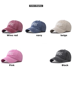 Cappellini da baseball vintage in cotone lavato con ricamo PARIS in cinque colori