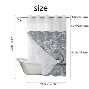 Detailed size chart for peacock green floral waterproof shower curtain 180x188cm