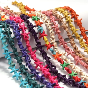 Detailed view of colorful starfish-shaped turquoise stone beads for DIY jewelry making