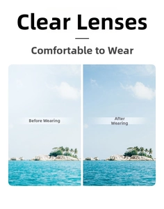 Detail view of high-definition polarized lenses showing before and after visual clarity