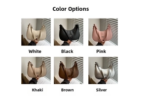 Hobo crescent shoulder bag color collection in white black pink khaki brown and silver