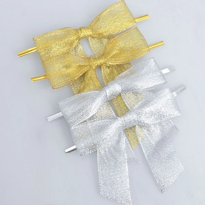 Noeuds De Ruban En Maille Métallique Avec Attaches Pour Emballage Cadeau Et Fermeture De Sac De Cuisson Noeuds Décoratifs