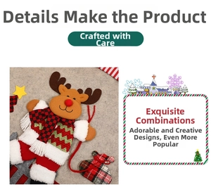 Detail of Christmas reindeer hanging ornament with red and green knitted pattern